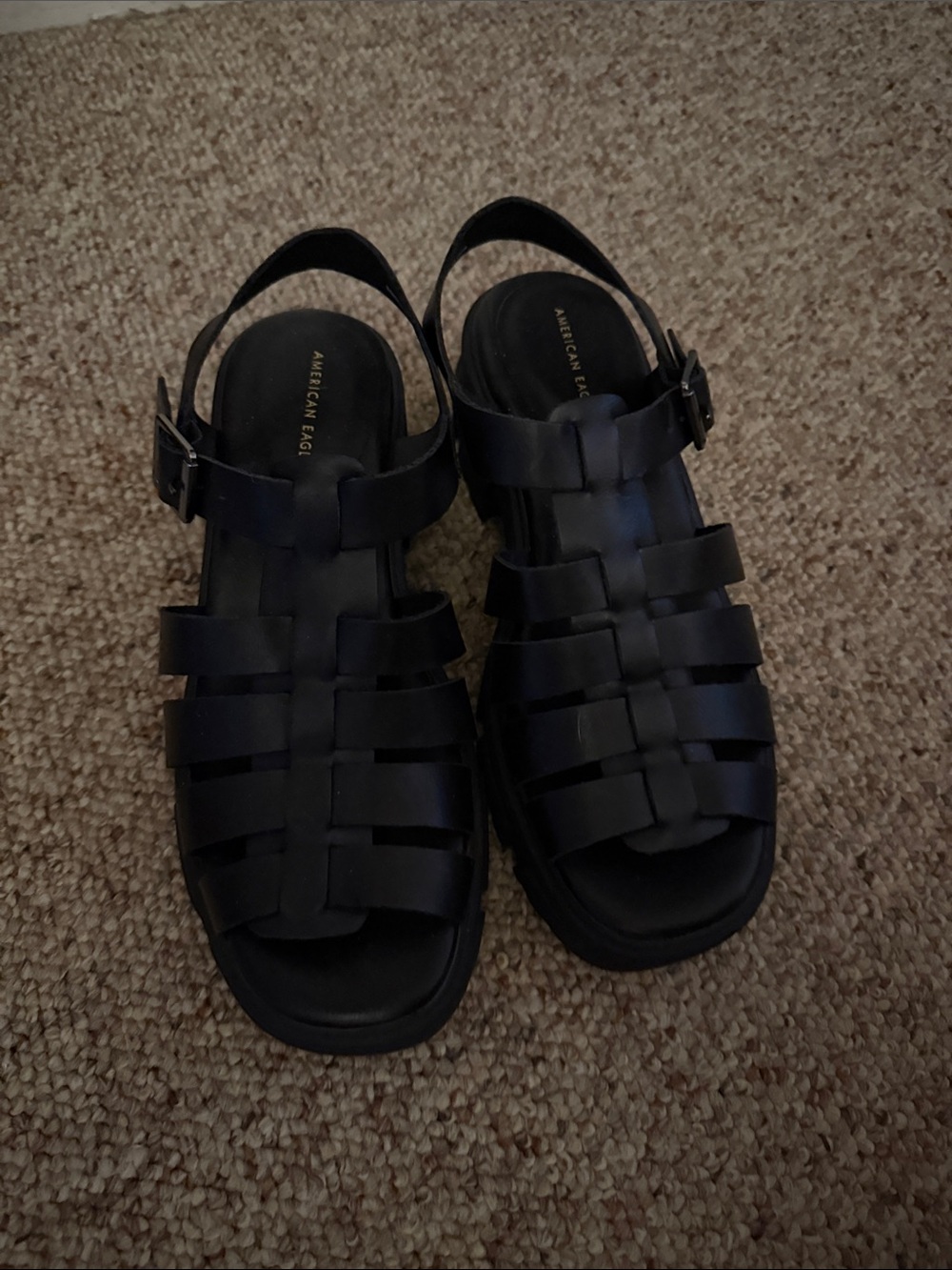 AEO Black Fisherman Heeled Sandal